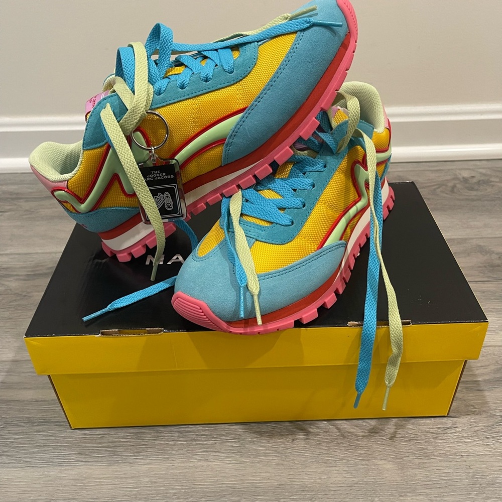 Marc Jacobs Blue and Yellow Sneakers with Bold Color Blocking